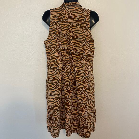 Maeve Tigresa Shirt Dress Womens Size 10 Cotton Button Front Animal Print Career - Picture 3 of 5